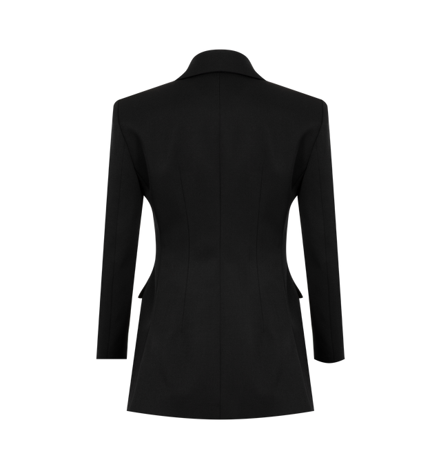 Image 2 of 2 - BLACK - THE ROW Bettina Blazer featuring a shawl collar, subtle flap pockets on front, v-neck and single-breasted two buttons. 100% wool. Lining: 100% silk. Made in Italy. 