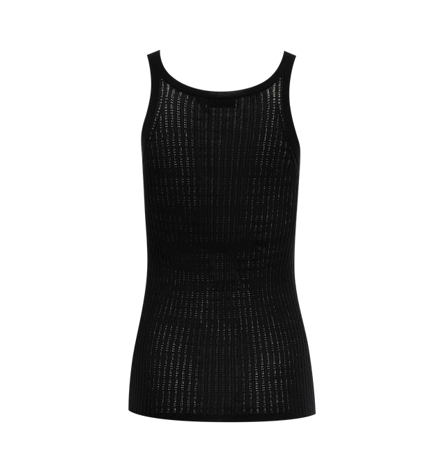 Image 2 of 2 - BLACK - GABRIELA HEARST Nevin Pointelle Knit Tank Top featuring scoop neck, straight hem and pullover. 70% cashmere, 30% silk. 