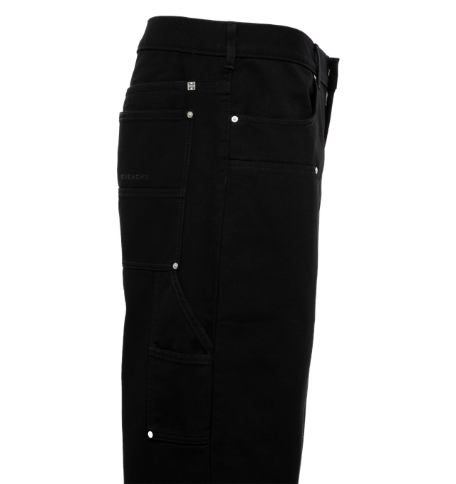 Image 3 of 4 - BLACK - GIVENCHY STUDDED CARPENTER PANT featuring front scoop pockets, back patch pockets, painter loop at side, reinforced front legs and loose fit. 100% cotton. 