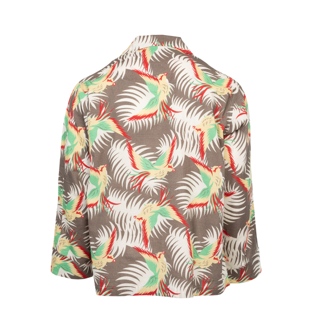 Image 2 of 4 - MULTI - BODE Sun Conure Long Sleeve Shirt featuring spread collar, button fron closure, long sleeves and printed with an oversized tropical-bird pattern. 100% cotton. Made in India. 