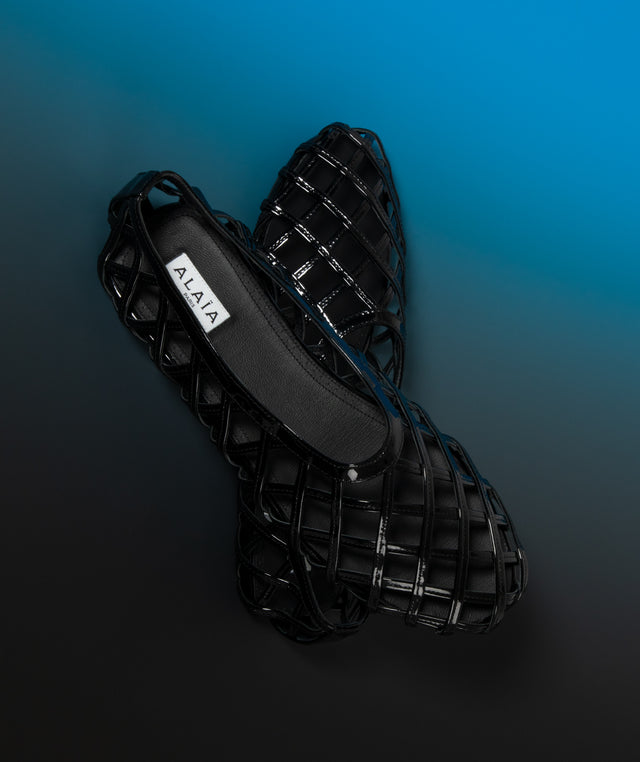 Alaia black fishnet jelly flat shoes 