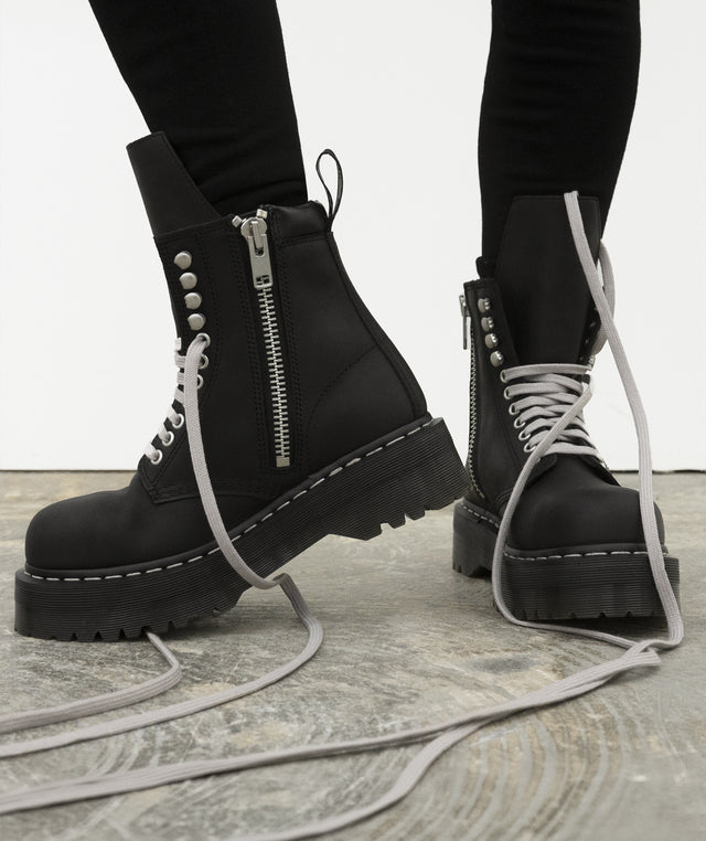 Dr. Martens x Rick Owens Quad Sole Steel Toe Boot in Black Nubuck Leather 