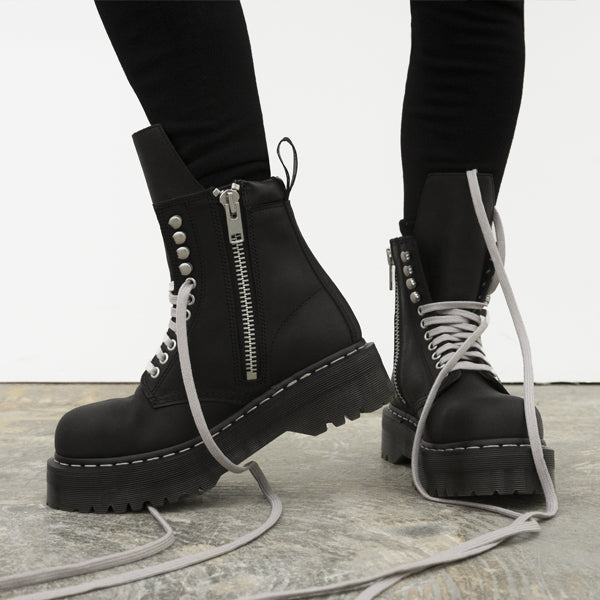 Dr. Martens x Rick Owens Quad Sole Steel Toe Boot in Black Nubuck Leather