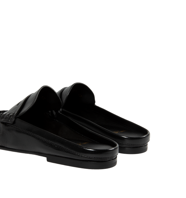 Image 3 of 4 - BLACK - SAINT LAURENT Le Loafer Penny Mules featuring a hand-stitched construction, slip on style and leather sole. Lambskin.  