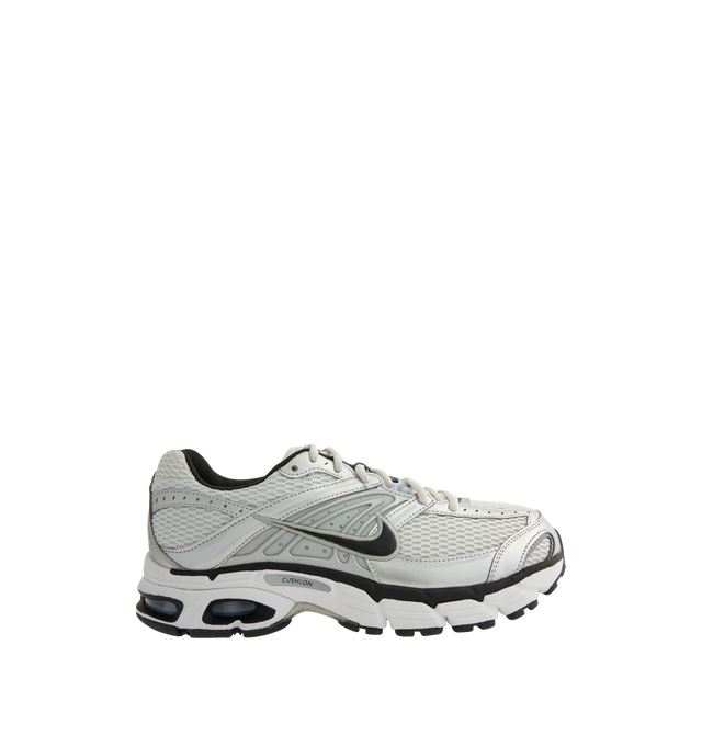 Image 1 of 5 - GREY - Nike Womens Air Max Moto 2K Sneakers feature a textile and synthetic leather upper. Designed with a lace-up closure, Max Air cushioning, foam midsole, and durable rubber outsole. Upper: Textile and Synthetic Leather; Midsole: Foam with Max Air Cushioning; Outsole: Rubber. Made in Vietnam 