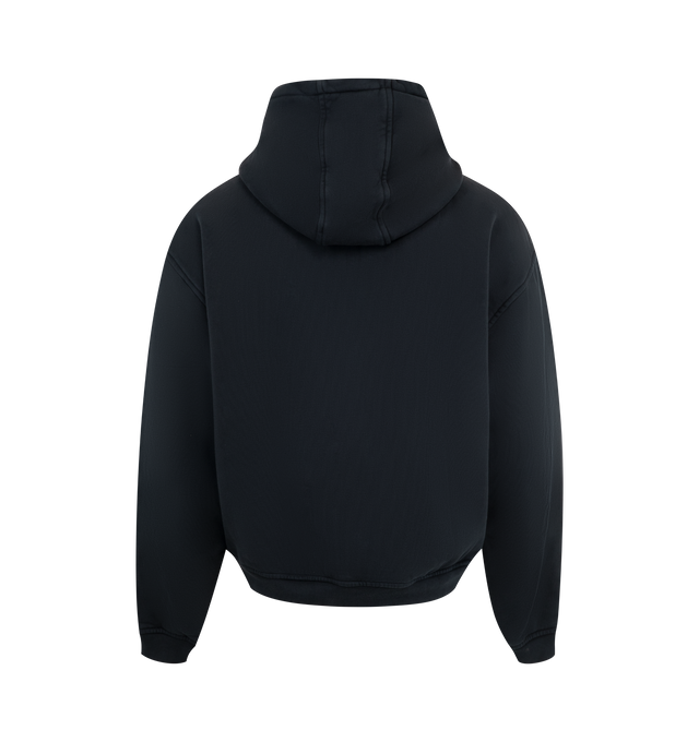 Image 2 of 2 - BLACK - Rhude French Riviera Hoodie featuring cotton fleece, logo, graphic, and text printed at front, kangaroo pocket, rib-knit hem and cuffs and dropped shoulders. 100% cotton. Made in United States. 