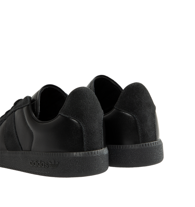 Image 3 of 5 - BLACK - Adidas Mens BW Army Shoes are crafted from leather with premium suede overlays. Features a regular fit, lace-up closure, leather sockliner, rubber outsole, and adidas logo detailing on the tongue, sockliner, and tooling. Upper: Leather with Suede Overlays; Sockliner: Leather; Outsole: Rubber. Made in Vietnam. 