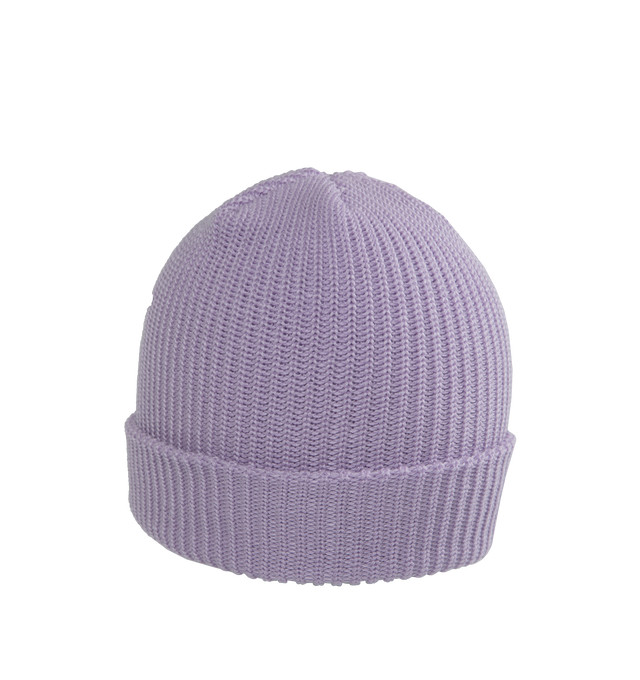 Image 2 of 2 - PURPLE - NOAH Core Logo Rib Beanie featuring a foldover cuff detailed with logo embroidery. 100% acrylic. Made in Canada. 