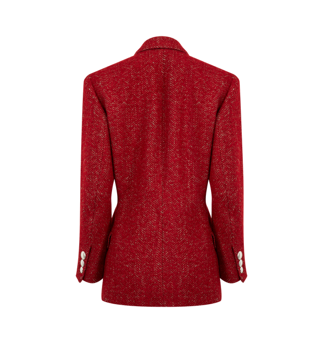 Image 2 of 2 - RED - ISABEL MARANT Gallie Coat featuring short coat, brushed wool blend, lapel, long sleeves with buttoned cuffs and hammered metal buttons, buttoned crossover front, raglan chest pocket, inside pocket, two flap pockets, fitted and adjustable. 34% cotton, 16% polyester, 14% alpaca, 14% mohair, 12% wool, 10% polyamide. 