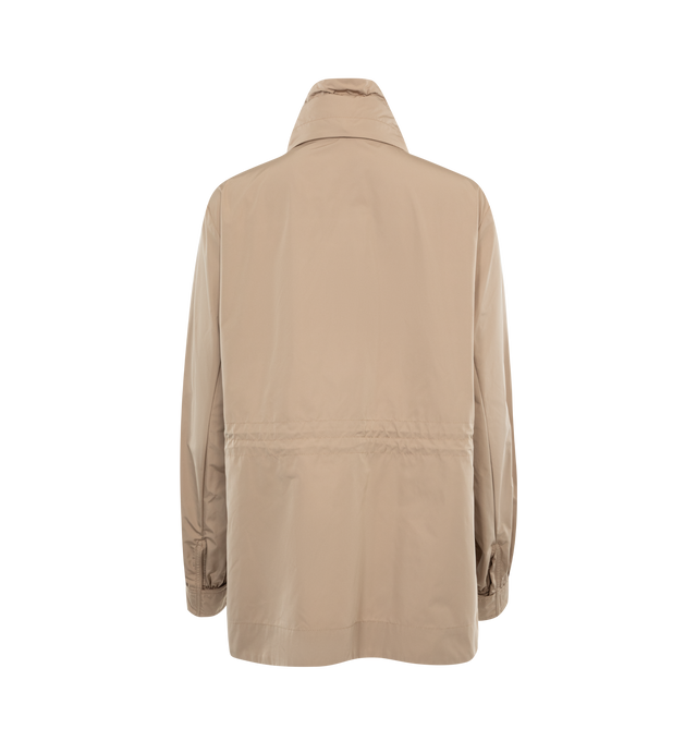 Image 2 of 3 - BROWN - MONCLER Enet Parka featuring technical twill, technical twill lining, pull-out hood, zipper closure, zipped pockets, cuffs with metal snap buttons, waistband and collar with drawstring fastening and felt logo patch. 100% polyester. Lining: 100% polyester. Made in Moldova. 