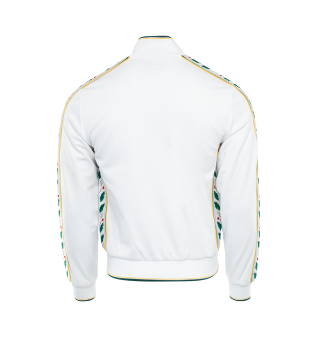 Image 2 of 2 - WHITE - CASABLANCA Laurel Track Top featuring stand collar, zip front closure, ribbed hem and cuffs and logo on chest. 53% polyester, 47% cotton. 