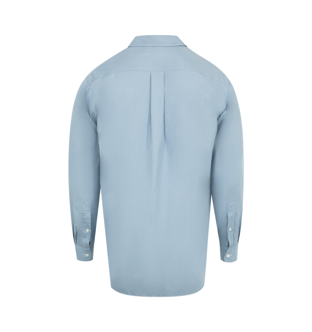 Image 2 of 2 - BLUE - KAPTAIN SUNSHINE Plain Shirt featuring relaxed fit, classic collar, long sleeves with button cuffs and front button closure. 100% silk gabardine. 