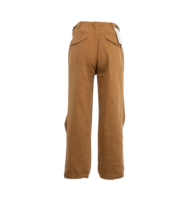 Image 2 of 3 - BROWN - R13 Military Pants featuring 4 flap pockets, zip fly with button closure, belt loops and tie at hems. 100% cotton.  