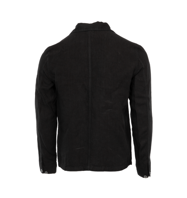 Image 2 of 3 - BLACK - 120% LINO 4 Pocket Jacket featuring classic collar, front button fastening, long sleeves, buttoned cuffs, three front patch pockets, chest flap pocket and straight hem. 100% linen.  