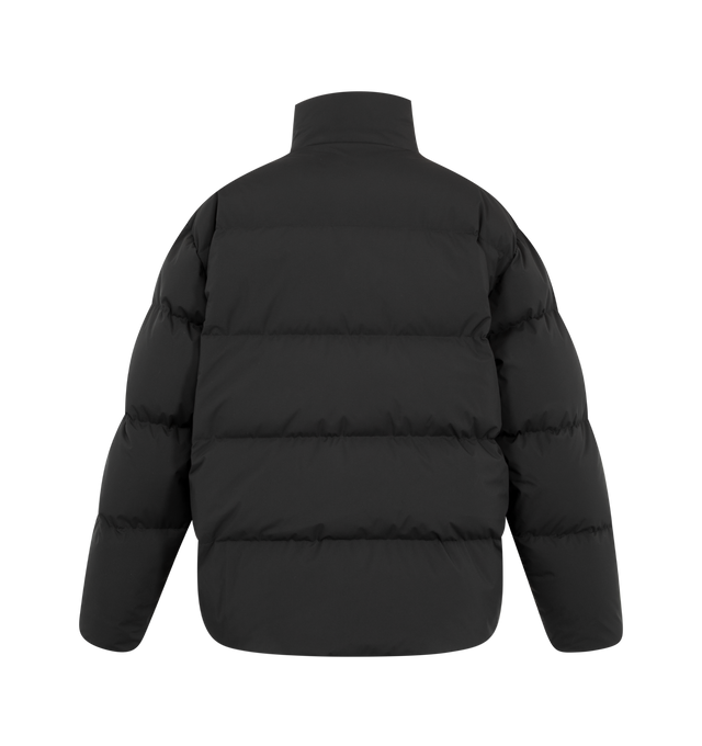 Image 2 of 3 - BLACK - Saint Laurent Men's High-Neck Puffer Jacket is crafted from lurex fabric and features a high stand collar, insulated quilted construction, and a streamlined silhouette for cold-weather comfort. This designer puffer jacket combines technical performance with Saint Laurent's elevated aesthetic for refined everyday outerwear. Main Material: 100% Lurex. Made in Italy. 