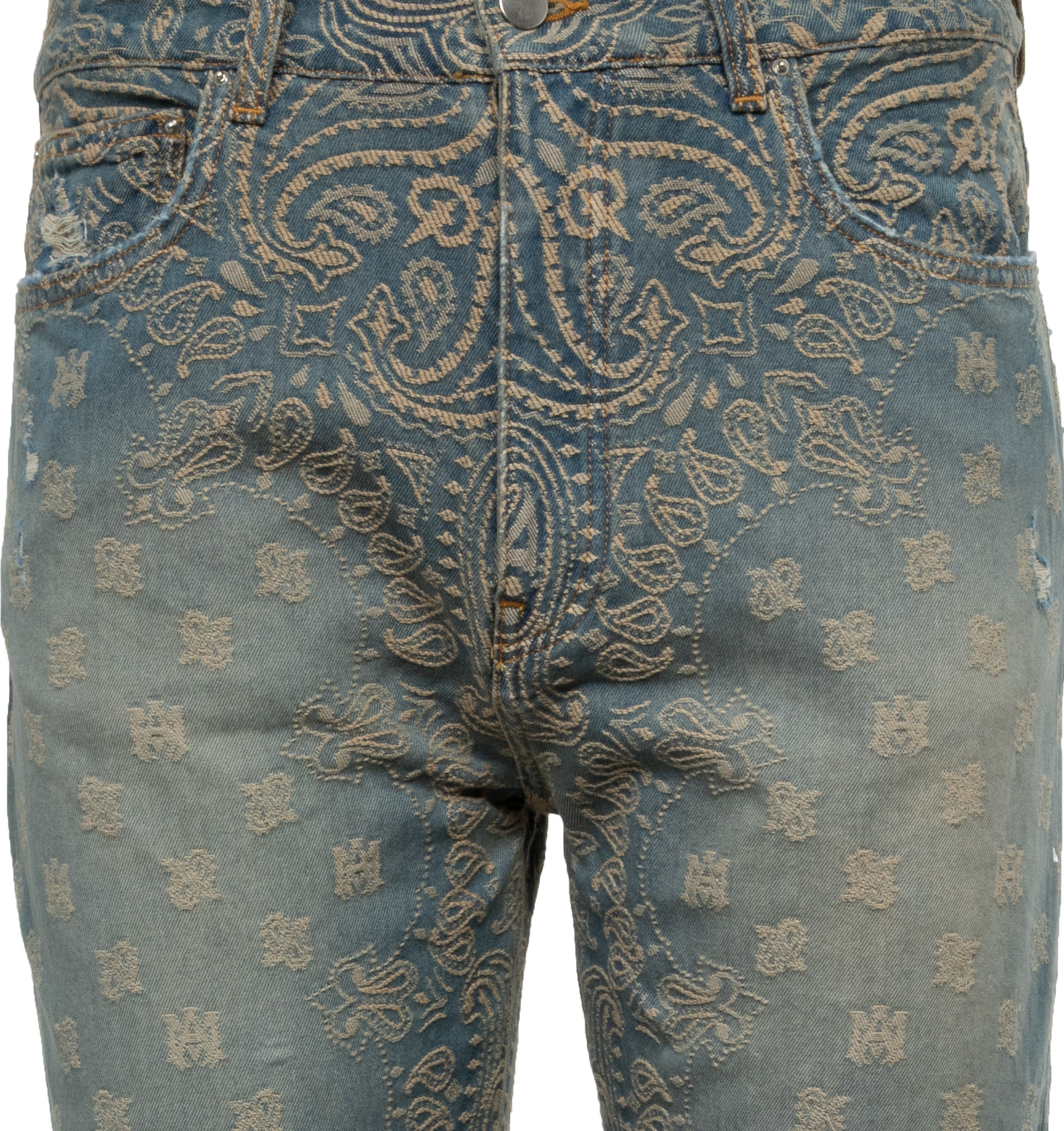AMIRI Blue Bandana Jacquard Straight Jeans