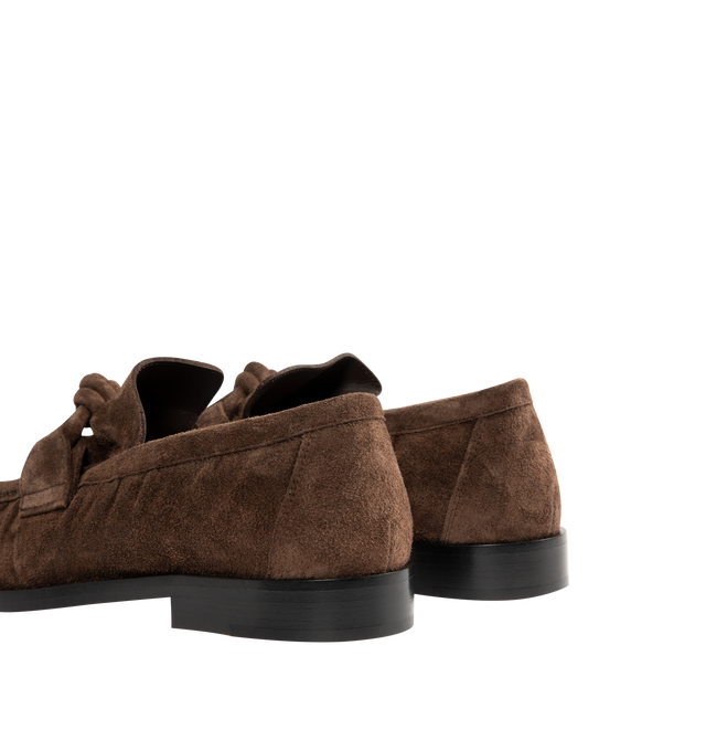 Image 3 of 4 - BROWN - BOTTEGA VENETA Astaire Loafer featuring supple crinkled suede with signature leather knot detail. Calfskin. Leather outsole. Made in Italy.  