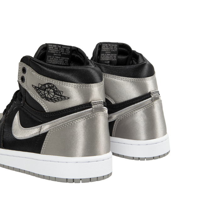 Image 3 of 5 - BLACK - Air Jordan 1 Retro High OG High Top Sneakers are a high-top lace-up style with Air-Sole units for cushioning, logo stamps on the collars, foam soles, and solid rubber outsoles.  