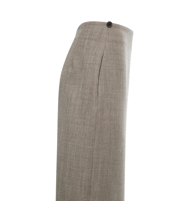 Image 3 of 4 - BROWN - THE ROW Laz Skirt featuring knotted detailing at the hip, mid-rise, back center slit, back zip closure, full length and falls straight from hip to hem. Wool/nylon/polyamide. Lining: silk. Made in Italy. 
