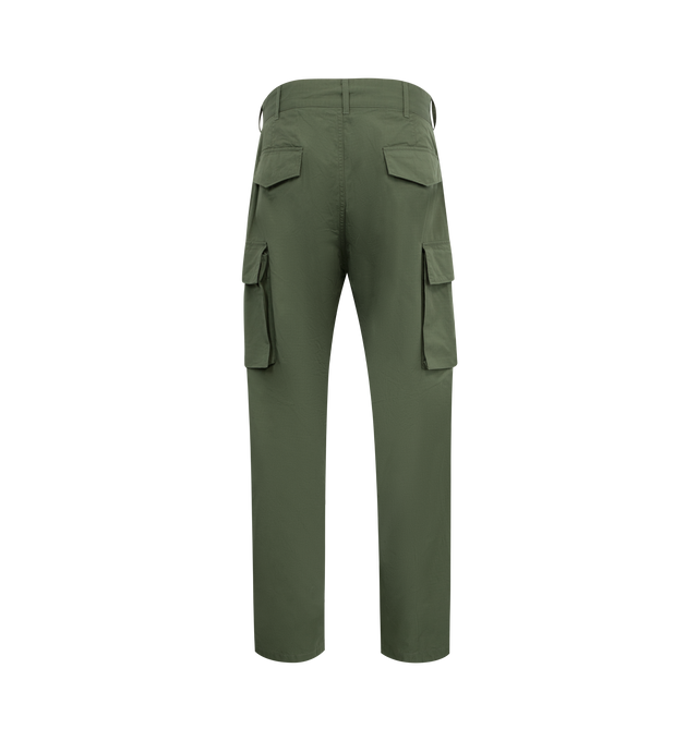 Image 2 of 3 - GREEN - Engineered Garments FA Pants have a button and zip closure, belt loops, side pockets, and mulitple cargo pockets. 100% cotton.  