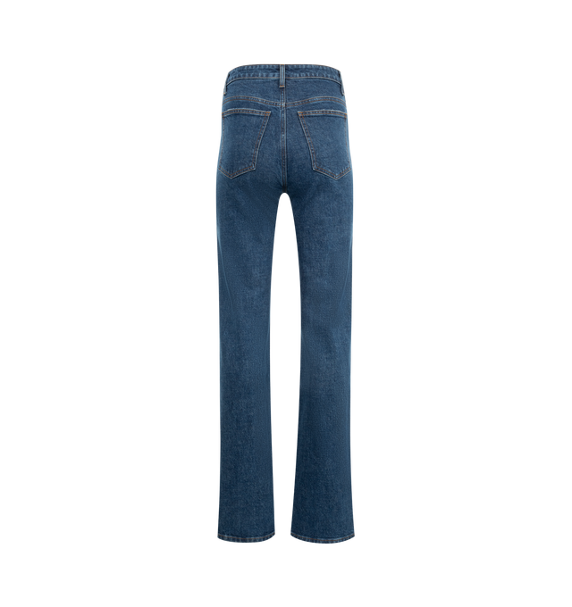 Image 2 of 3 - BLUE - Khaite Danielle high-rise jeans are designed to flatter and visually elongate the legs,  with a stovepipe silhouette and the structure of cotton denim. Finished by hand. 98% cotton, 2% polyurethane. 