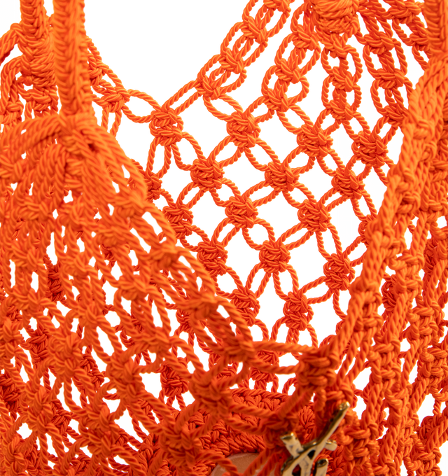 Image 3 of 3 - ORANGE - SAINT LAURENT Crochet Hobo Bag featuring a strap for shoulder carry, open weave and bronze-tone hardware. Acetate, acrylic, brass. Made in Italy. 