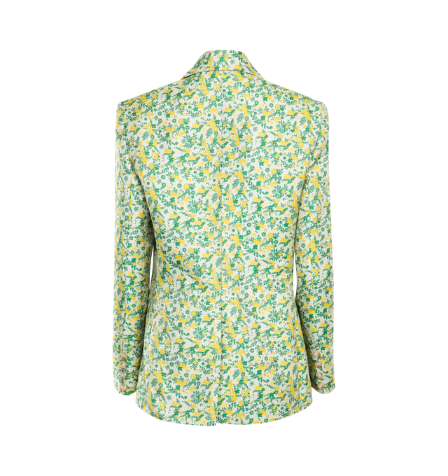 Image 2 of 2 - GREEN - ROSIE ASSOULIN Combo Classic Blazer featuring classic single-breasted blazer, print throughout, two front buttons, front flap pockets, and a tailored fit. 96% viscose, 4% elastane. 