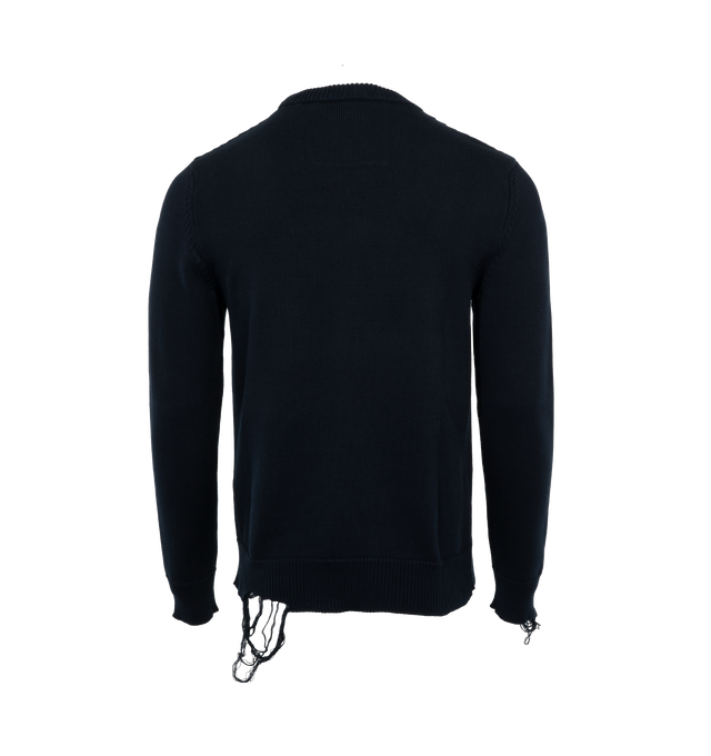 NAVY - GIVENCHY 4G Stars Sweater featuring long-sleeves, crew neck, 4G stars embroidered on the front, ribbed collar, hem and cuffs with rips and used effect and classic fit. 100% cotton. Made in Italy.