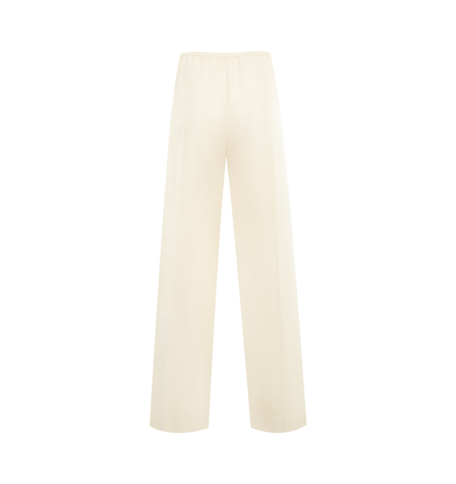 Image 2 of 3 - WHITE - THE ROW Beta Pant featuring low-rise pajama pant in richly textured silk shantung with straight leg, pressed front and back creases and elastic waist. 100% silk. Made in Italy. 