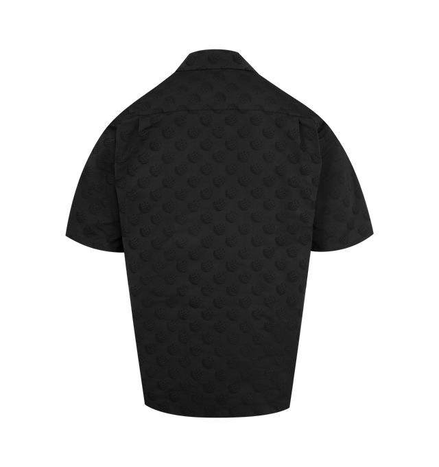 Image 2 of 2 - BLACK - GALLERY DEPT. Playground Shirt featuring short sleeve button-up shirt, boxy fit, jacquard fabric, camp collar, buttoned front pockets, GD buttons and a 'GD ENGLISH' logotype patch on the front. 57% cotton, 43% polyester. Made in Italy. 