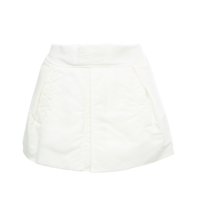 Image 1 of 4 - WHITE - SACAI Nylon Twill Shorts featuring waistband, side slit pockets, back zipper and wide legs. 100% nylon. 