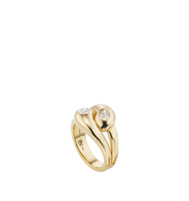 Image 2 of 2 - GOLD - BRENT NEALE Knot Ring with 2 Diamond Pears featuring 18K yellow gold and 2 diamond pears (0.80cttw). 