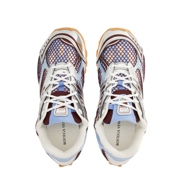 Image 5 of 5 - BLUE - Bottega Veneta Sneakers featuring mechanical textile upper, rubber sole, lace-up front, padded collar and tongue with Bottega Venneta logo detail at tongue. Made in Italy. 