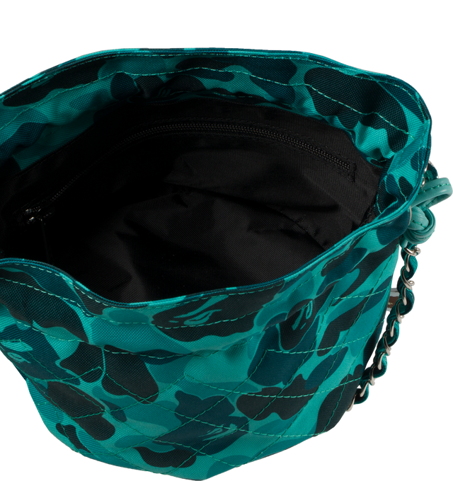 Image 3 of 3 - BLUE - SAINT MICHAEL AP Chain Snap Bag featuring ABC CAMO pattern, bucket style, long chain strap and drawstring closure. 100% nylon. 