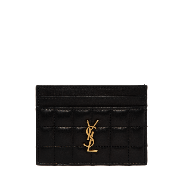 Image 1 of 3 - BLACK - SAINT LAURENT Cassandre Matelasse Card Case featuring five card slots and leather lining. 4.1 X 3.1 X 0.3 inches. 100% lambskin. Made in Italy.  