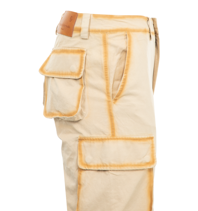 Image 3 of 3 - NEUTRAL - UNTITLED ARTWORKS Cargo Field Trousers featuring concealed fly and button fastening, belt loops, mid-rise, two side slit pockets, multiple cargo pockets, two rear flap pockets and wide leg. 60% cotton, 34% TENCEL, 6% nylon. 