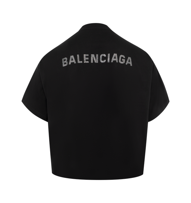 Image 2 of 2 - BLACK - Balenciaga Cropped T-Shirt has a mock neck, short sleeves, and a cropped length.  