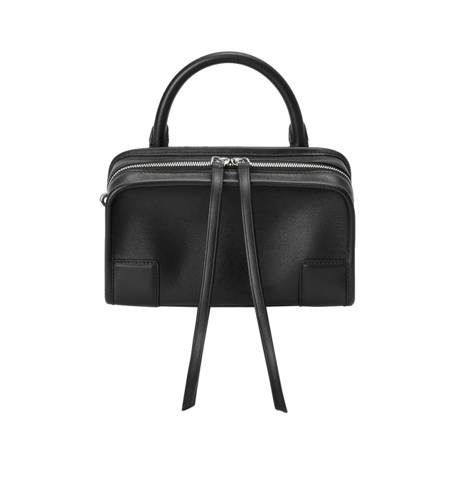 Image 2 of 11 - BLACK - LOEWE Mini Amazona 180 Bag in soft calfskin featuring two carry options: short handle, removable and adjustable crossbody strap, zip closure with two leather zip pullers, two compartments, main compartment closed with magnetic closure, left side d-ring for customization, suede lining, embossed LOEWE and embossed double L branding. Soft calfskin. 11.5 cm x 20 cm x 7 cm. Made in Spain. 