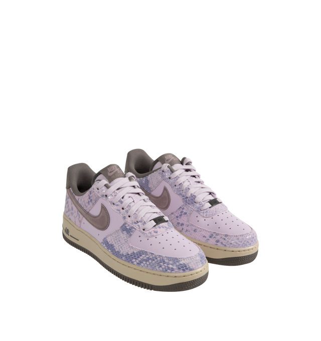 Image 2 of 6 - PURPLE - NIKE Air Force 1 '07 LV8 Sneaker featuring suede swoosh logo, padded collar, foam midsole, premium leather with a textured snake print upper and rubber outsole. 