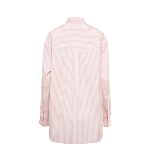 Image 2 of 2 - PINK - HOMME GIRLS Oversized Shirt featuring boxy fit, button up front, collar and long sleeves. 100% cotton. 