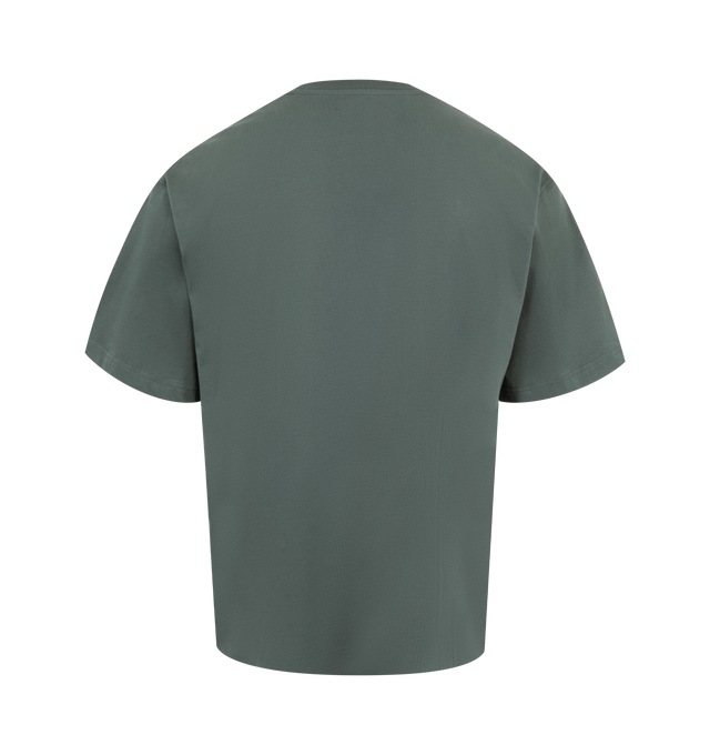 Image 2 of 2 - GREEN - Pleasures Impact Pocket T-Shirt has a crew neck, a chest pocket, and a boxy fit. 100% cotton.  