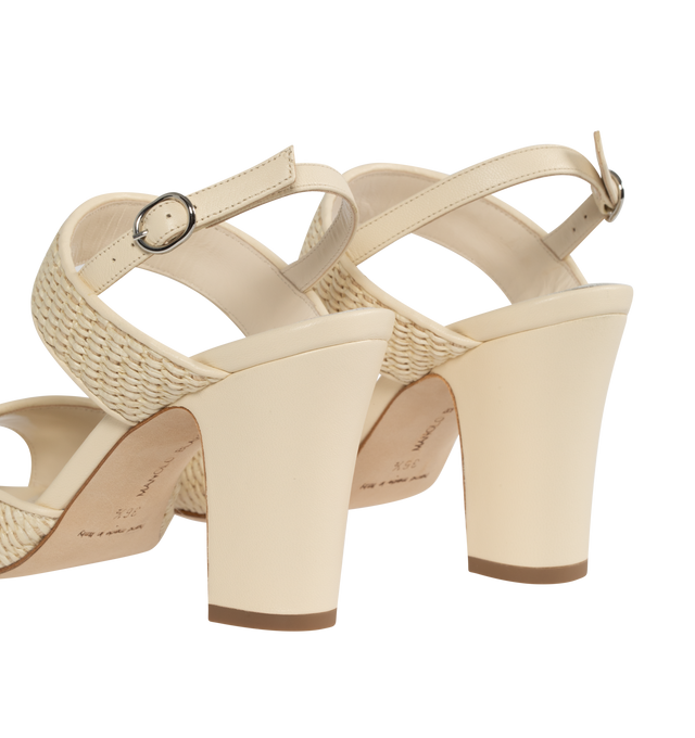 Image 3 of 4 - NEUTRAL - MANOLO BLAHNIK Khiko 90 Slingback Sandals featuring buckle-fastening slingback strap, round toe and chunky block heel. 90MM. Leather and rattan.  