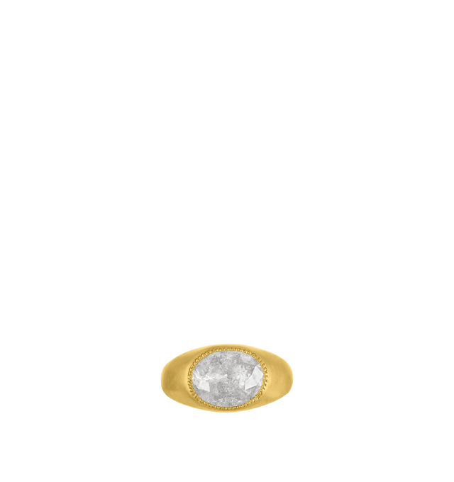 Image 1 of 3 - GOLD - Prounis Rosecut Diamond Roz Ring is handcrafted from 22K yellow gold and features a diamond in the brands signature Roz silhouette. Handmade in New York. For personal consultation and detailed information about jewelry, please contact our dedicated stylist team at personalshopping@hirshleifers.com.This item may be restricted for online purchase to international clients. For assistance purchasing this item please contact our dedicated stylist team at personalshopping@hirshleifers.com. 