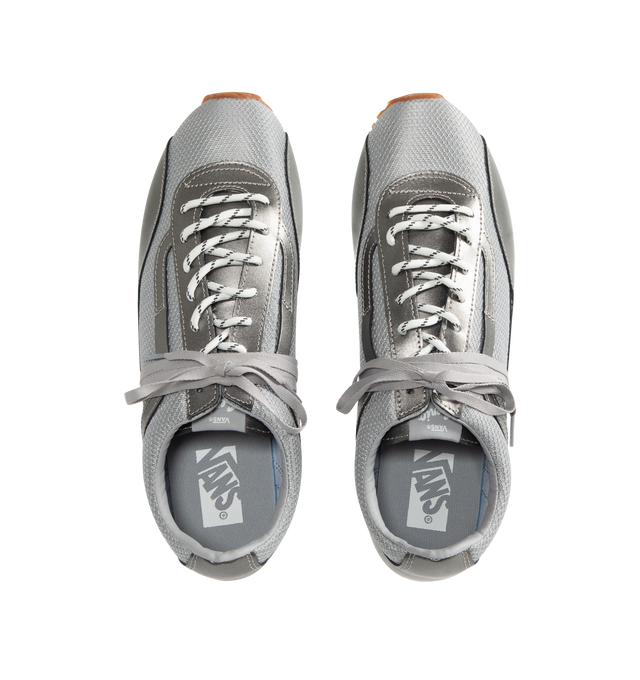 Image 5 of 5 - SILVER - VANS LX Slip Trainer Marathon Sneaker featuring a slim low-profile with layered metallic overlays and textured mesh underlays, gum outsole, elongated lace detail and lightweight. 