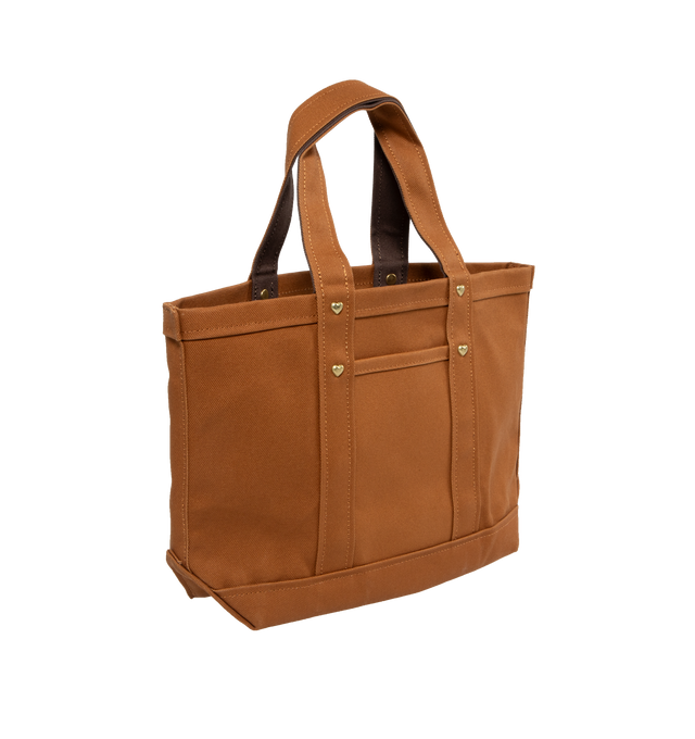 Image 2 of 3 - BROWN - Human Made duck cloth tote bag with a single embroidered heart logo. Two handles and a generous size make it perfect for the commute. 100% cotton. 39cm x 52cm.  