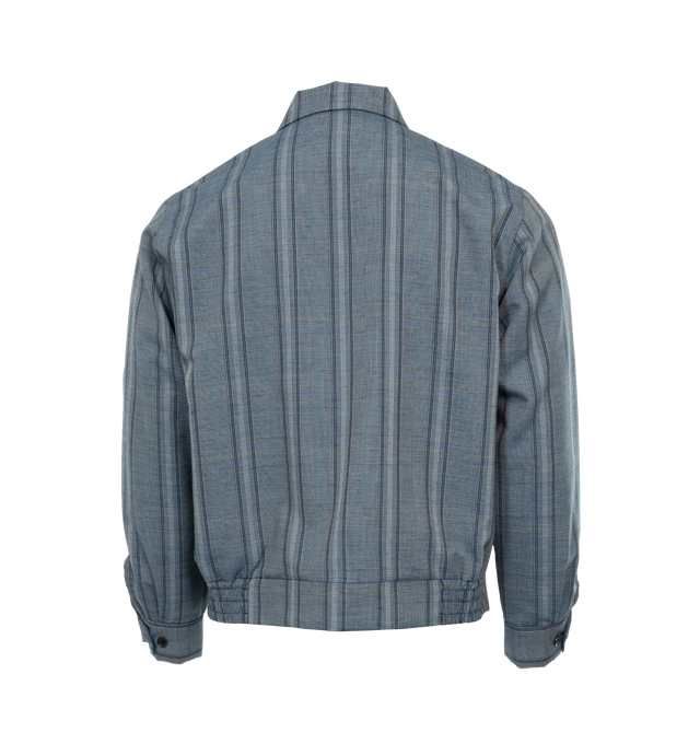 Image 2 of 3 - BLUE - NEEDLES Sport Jacket Glen Plaid featuring two large flap pockets, a double zip, boxy fit and a large collar. 100% wool. Made in Japan. 