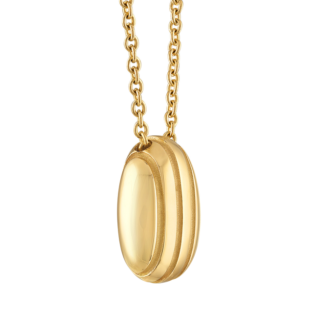 Image 2 of 2 - GOLD - Pamela Zamore Eos Large Egg Necklace is skillfully made in 18-karat yellow gold with a sandblasted finish. Expertly designed and crafted this necklace will beautifully accessorize many outfits. Hirshleifers offers a range of pieces from this collection in-store. For personal consultation and detailed information about jewelry, please contact our dedicated stylist team at personalshopping@hirshleifers.com. 