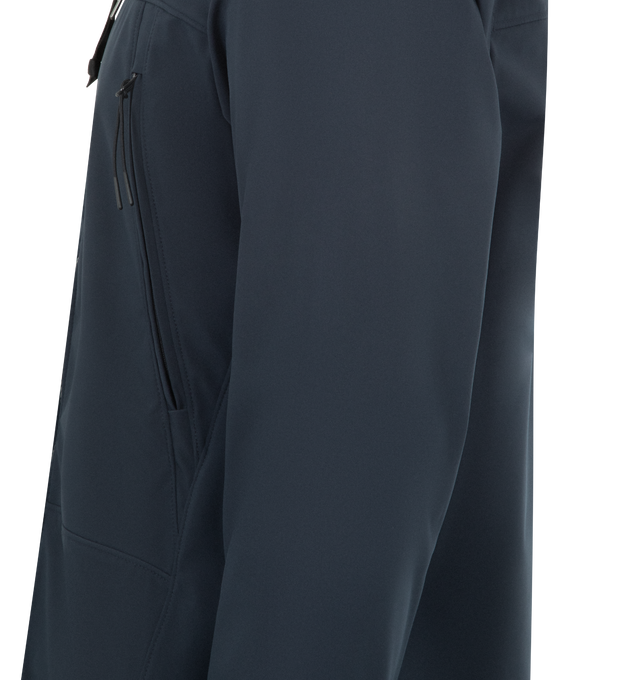Image 4 of 4 - NAVY - C.P. COMPANY C.P. Shell-R Goggle Jacket featuring adjustable Goggle hood, two-way full zip fastening, side zip pockets, elasticated cuffs, adjustable drawstring hem and regular fit. 92% polyester, 8% elastane/spandex. 