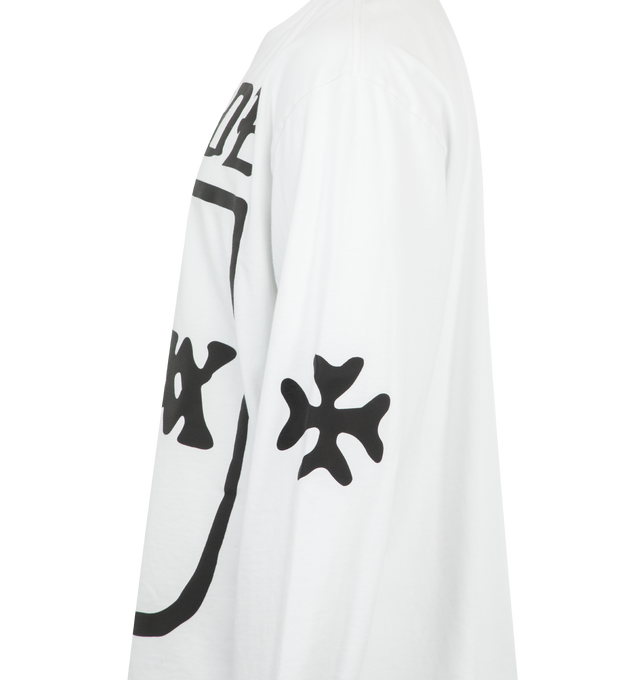 Image 3 of 3 - WHITE - RHUDE Deix Shield Oversized Long Seeve Tee featuring oversize fit, crew neck, long sleeves, screen print logo and straight hem. 100% cotton. 