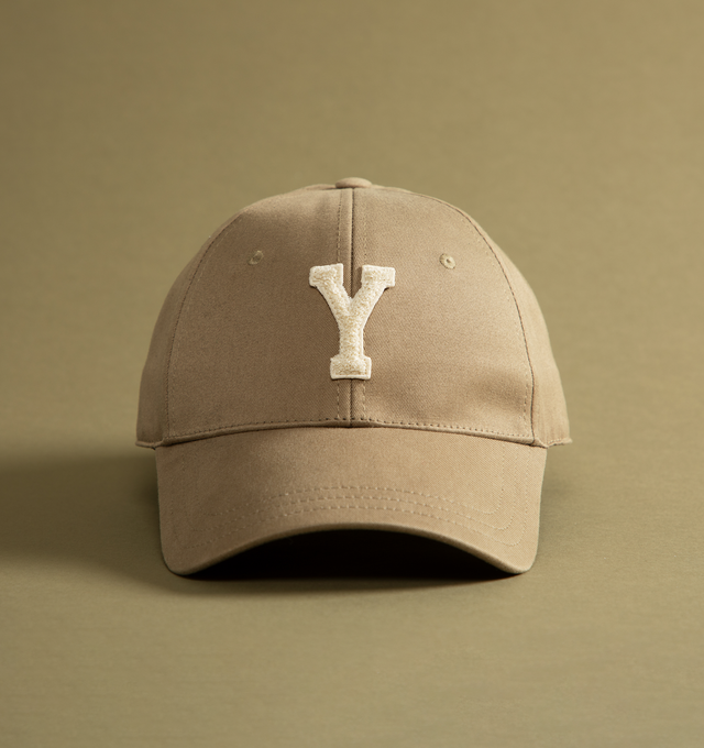 Image 2 of 4 - BROWN - Saint Laurent Men's six-panel letterman baseball cap featuring an adjustable closure, "Y" patch on the front, SAINT LAURENT engraved adjustable sliding closure. COTTON. Made in Italy. 